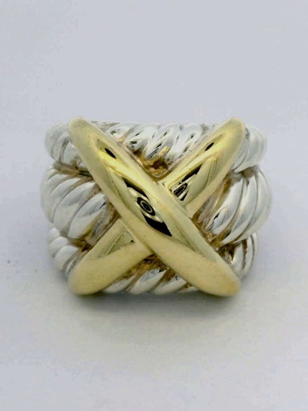 David Yurman Triple Cable Ring sterling with  14K Gold X Size 7
